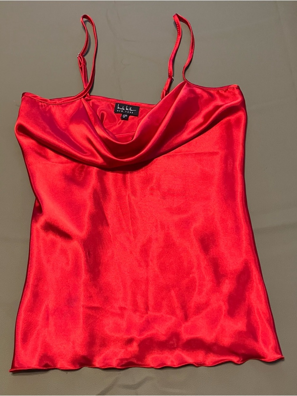 Nicole Miller Red Satin Cowl Neck Cami Small